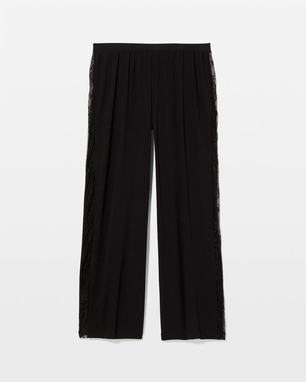 Lace Relaxed Wide Leg Pajama Pant - BLACK | Soma Women