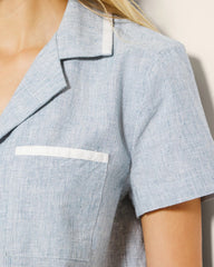 Short-Sleeve Notch Collar Pajama Top - IDYLLIC BLUE CROSSDYE | Soma Women