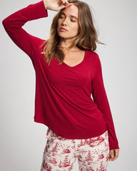 Classic Long Sleeve Pajama Top - PAINT THE TOWN RED | Soma Women