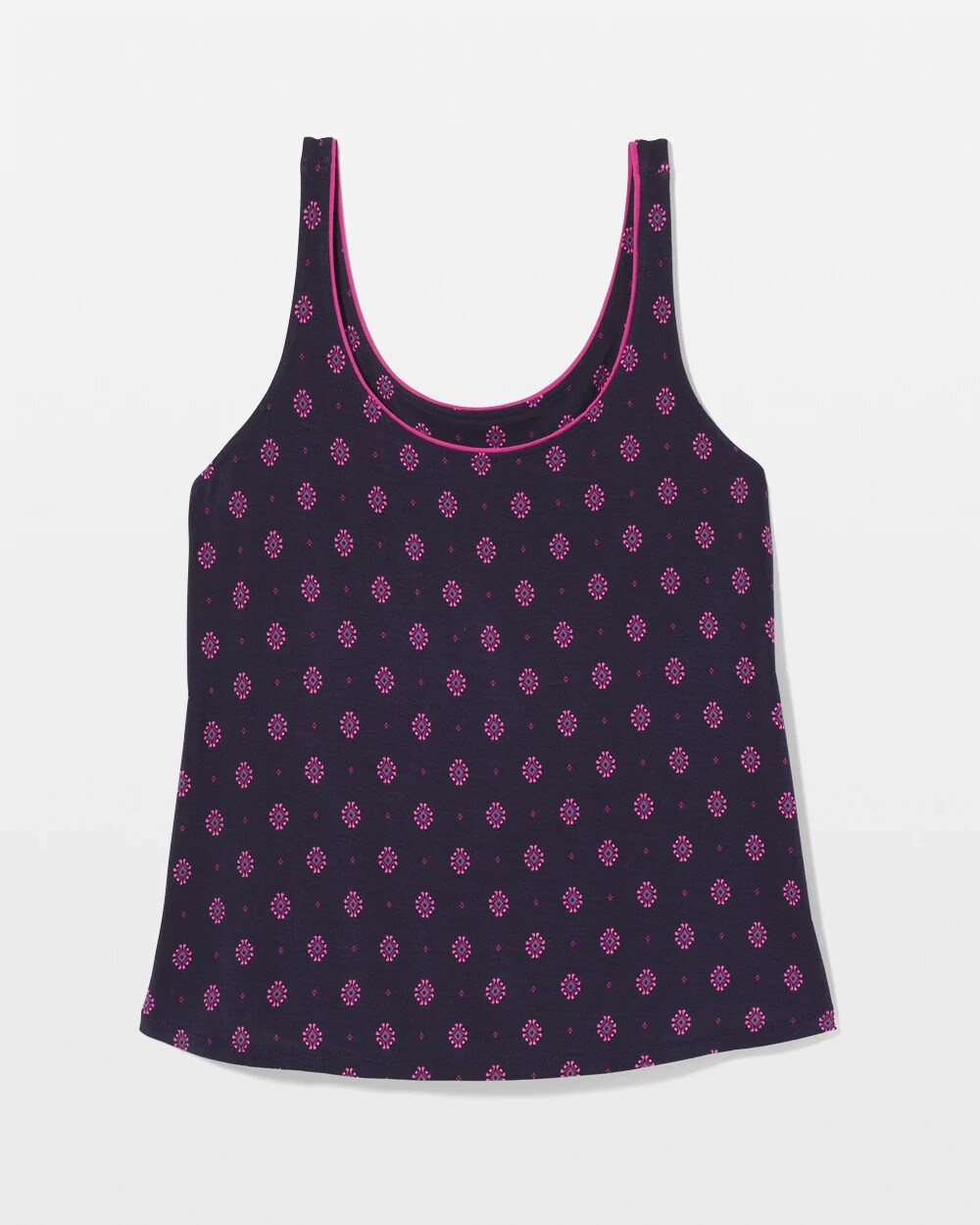 Pajama Tank With Piping - GEO FLEUR NAVY | Soma Women