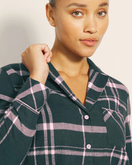 Super Soft Long-Sleeve Notch Collar Pajama Top - ASPEN PLAID EVERGLADE | Soma Women