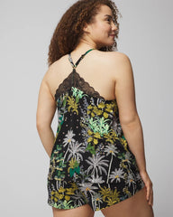 Lace Pajama Cami - OASIS PALMS BLACK/WS | Soma Women