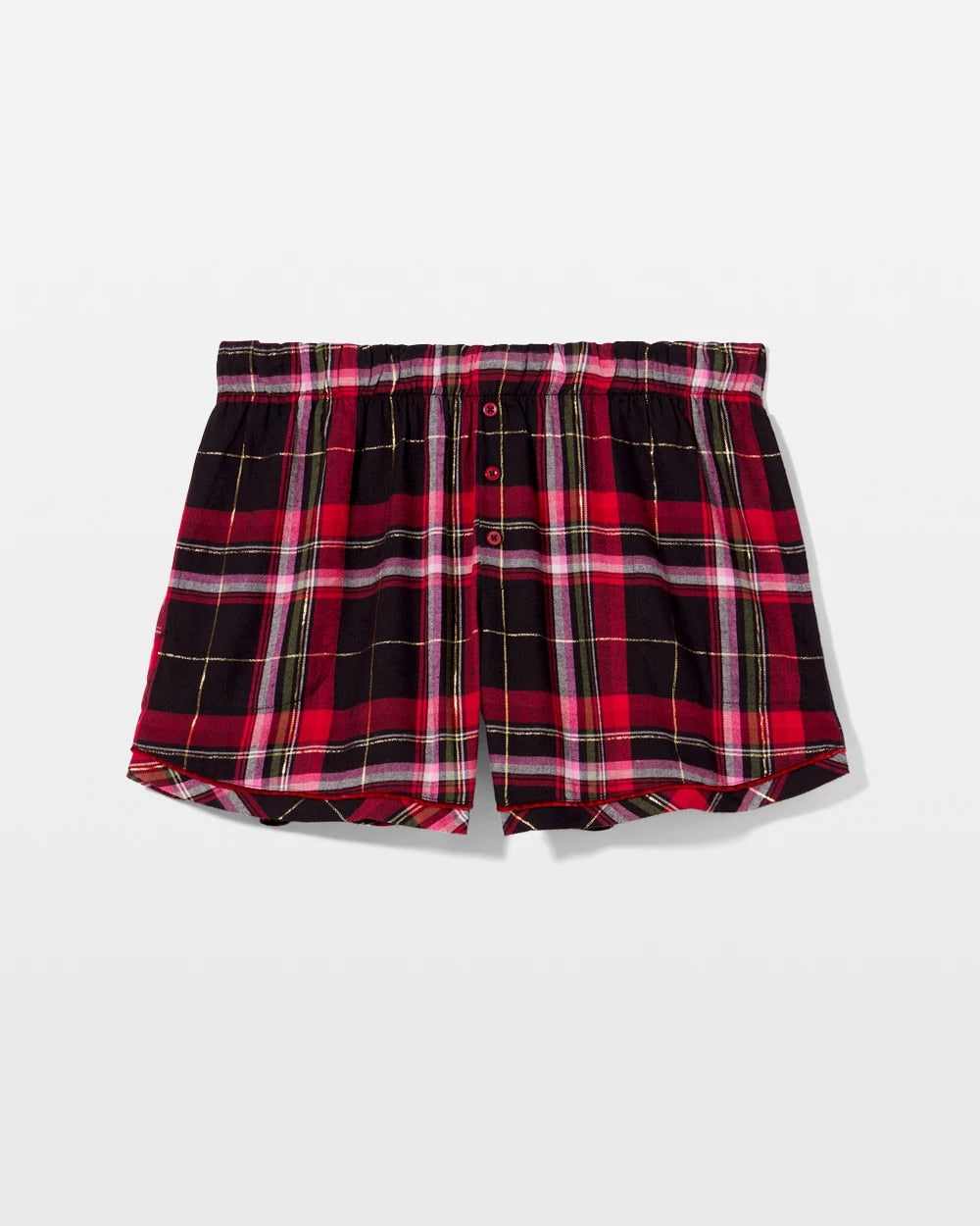 Velvet Piped Boxer Pajama Short - MAD FOR PLAID BLACK | Soma Women