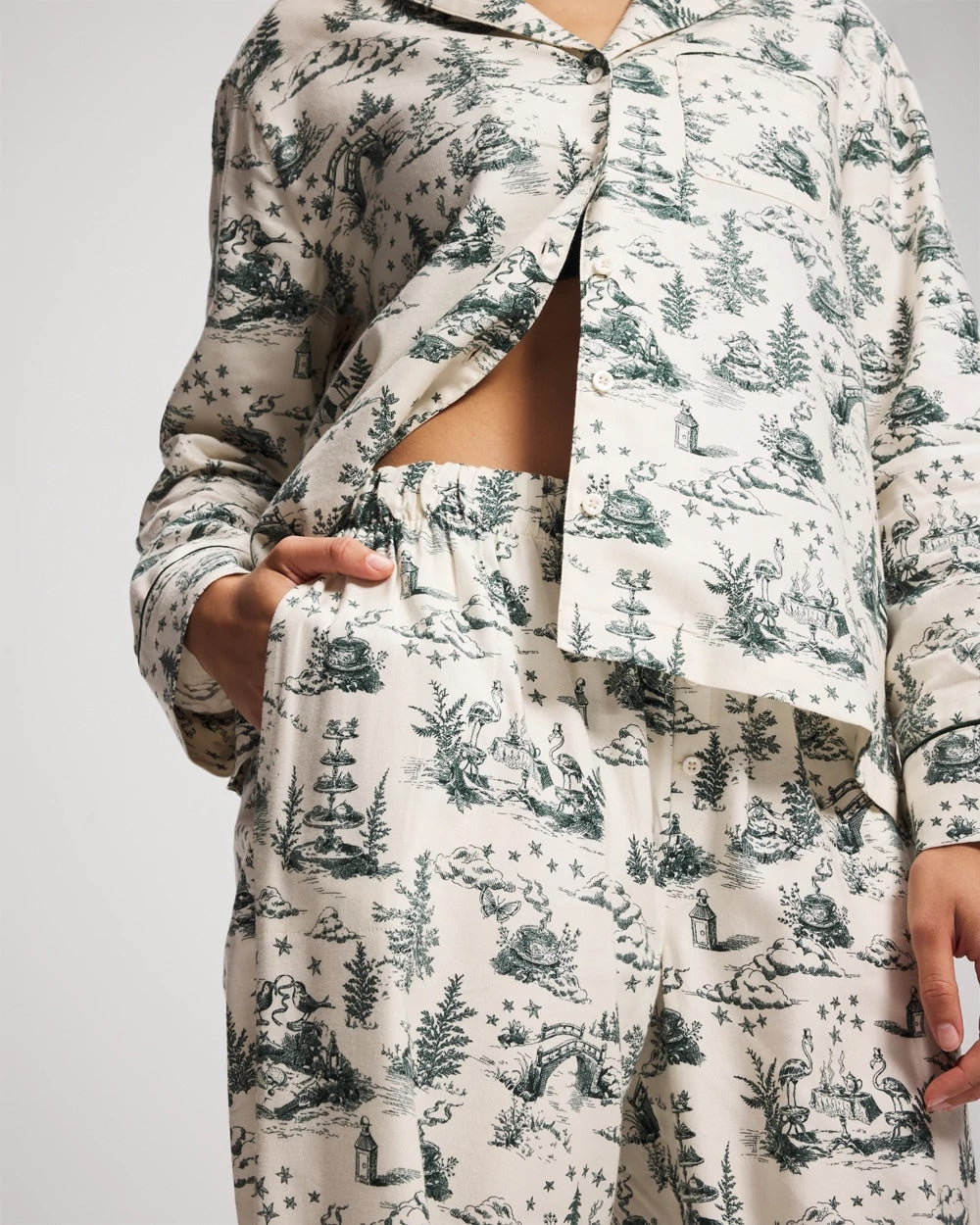 Piped Pajama Pant - ENCHANTED TOILE GREEN | Soma Women