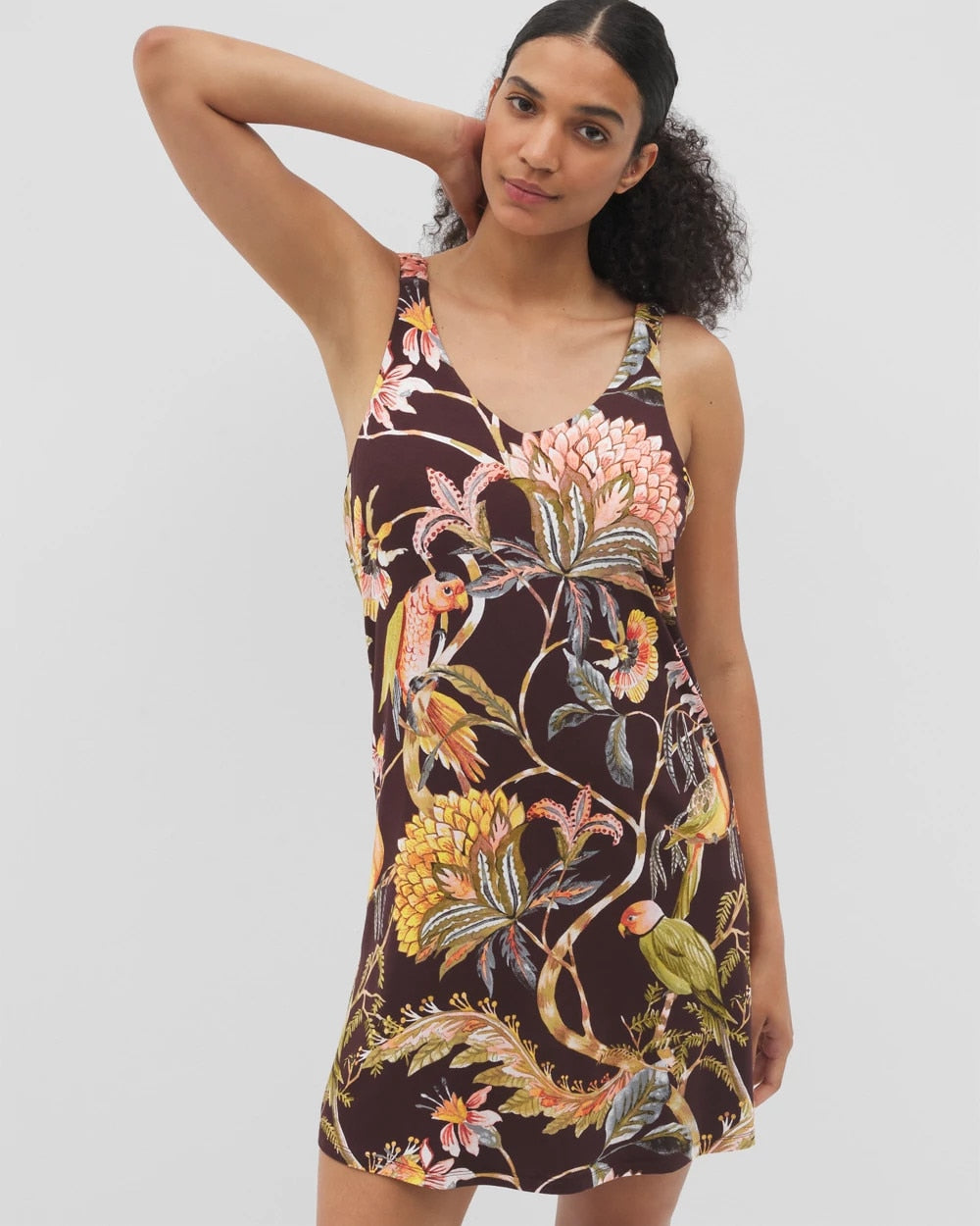 Shirred Strap Chemise - PARROT-DISO PLUME G PLUM | Soma Women