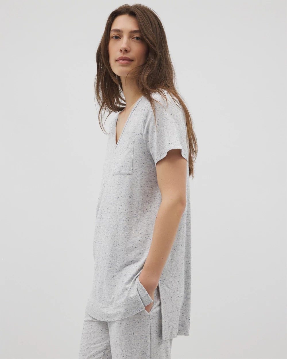 Slub Short Sleeve Tunic Pajama Tee - BLUE SLUB | Soma Women