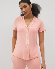 Solid Short Sleeve Notch Collar Pajama Top - PALOMA GLOW | Soma Women