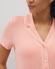 Solid Short Sleeve Notch Collar Pajama Top - PALOMA GLOW | Soma Women