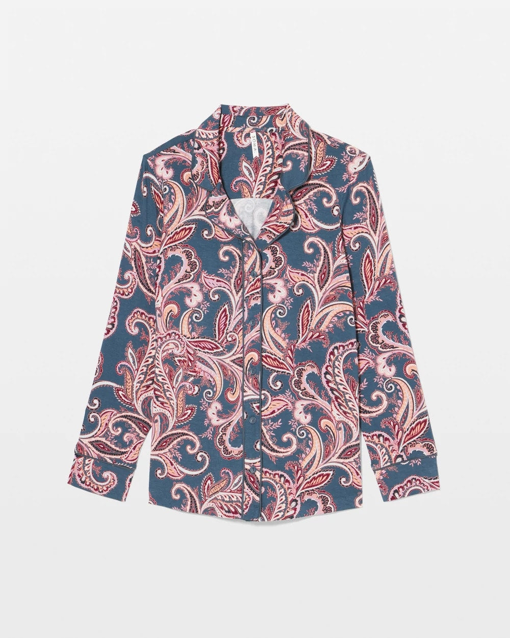 Long-Sleeve Printed Notch Collar Pajama Top - IMPERIAL PAISLEY MD PET | Soma Women