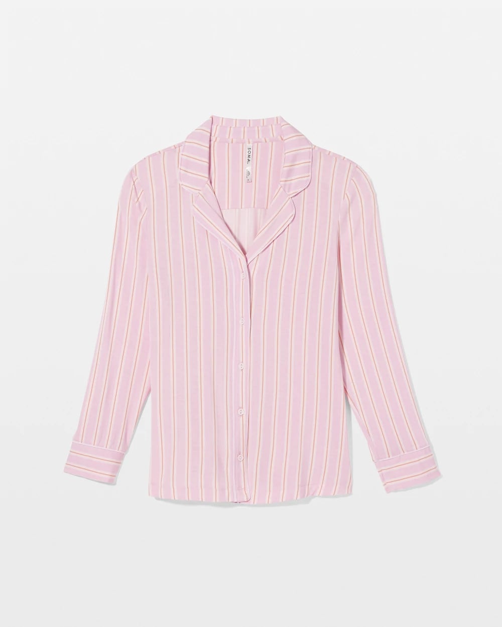 Long-Sleeve Printed Notch Collar Pajama Top - BLISS STRIPE LAVENDER | Soma Women
