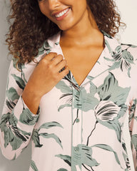 Long-Sleeve Printed Notch Collar Pajama Top - BLOOM BREEZE G SEPIA ROSE | Soma Women