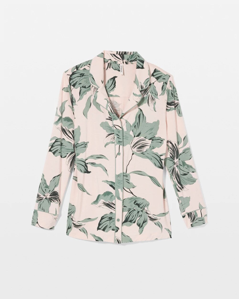 Long-Sleeve Printed Notch Collar Pajama Top - BLOOM BREEZE G SEPIA ROSE | Soma Women