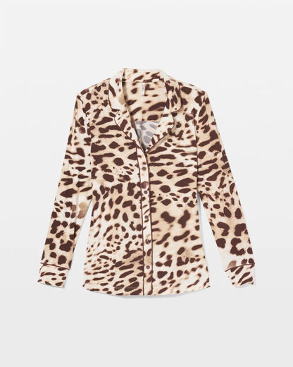 Long-Sleeve Printed Notch Collar Pajama Top - ANIMAL AURA WHITE SMOKE | Soma Women