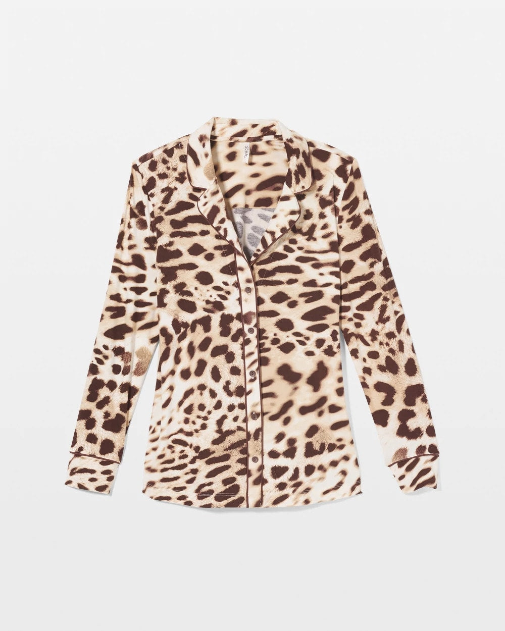 Long-Sleeve Printed Notch Collar Pajama Top - ANIMAL AURA WHITE SMOKE | Soma Women