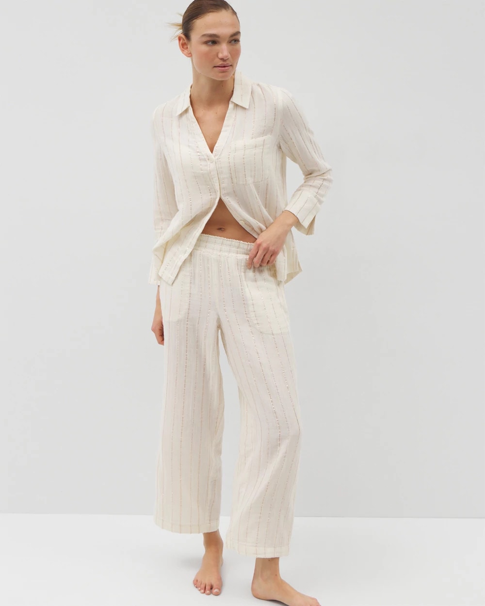 Cotton Gauze Pajama Pant - CHAMPAGNE STRIPE | Soma Women