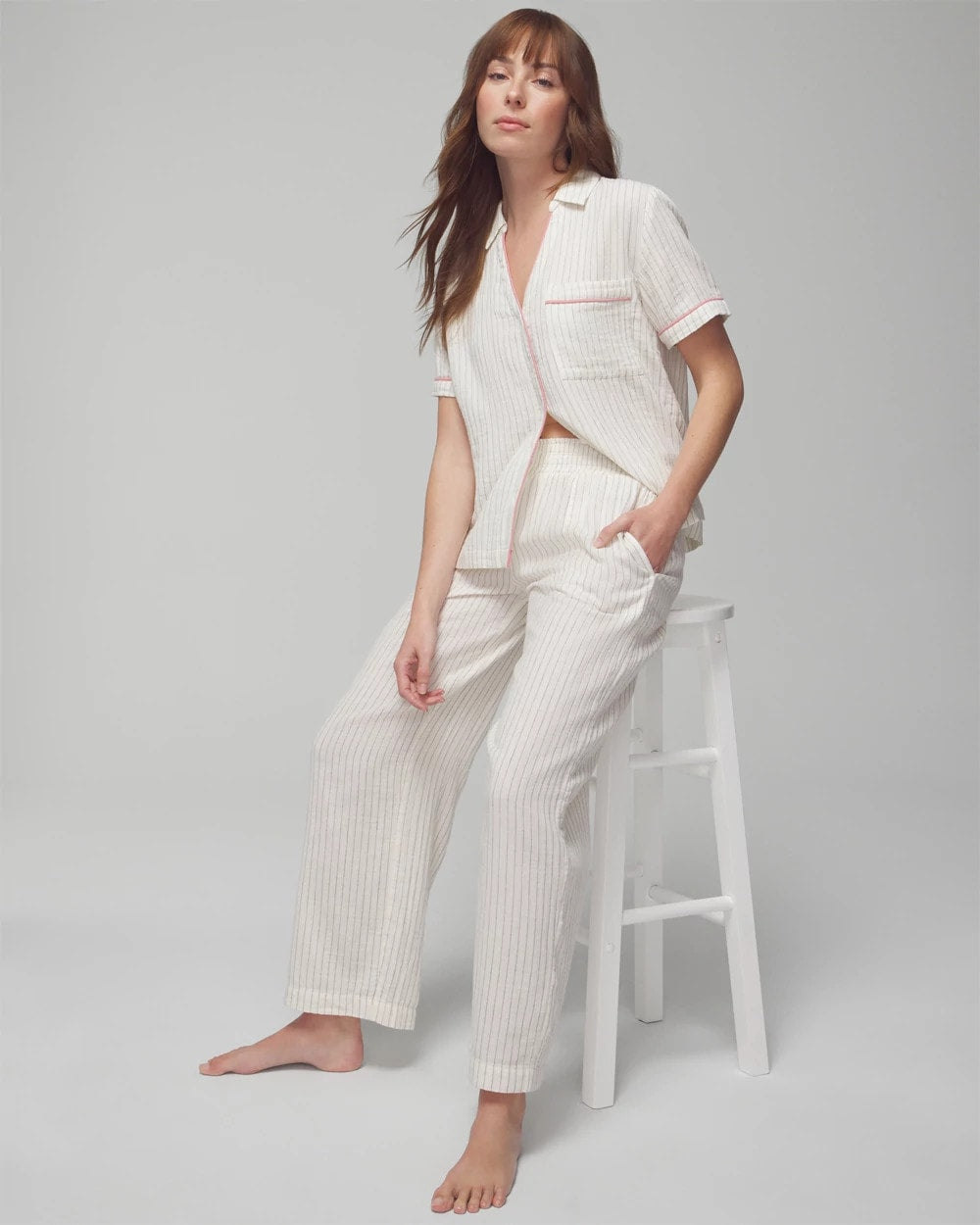 Pajama Pants - DBL CLOTH BW STRIPE | Soma Women