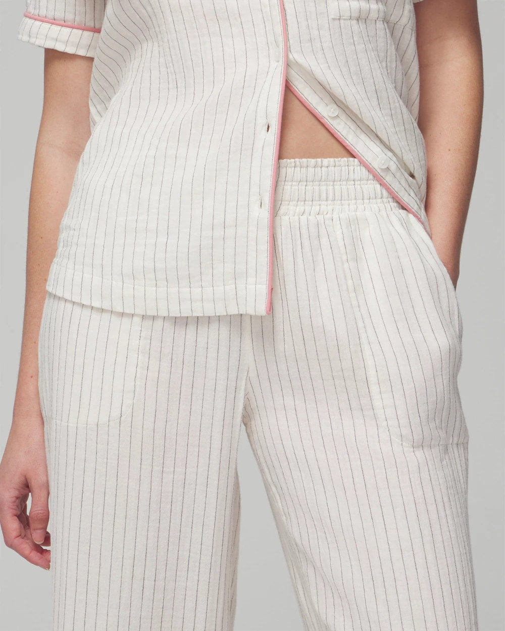 Pajama Pants - DBL CLOTH BW STRIPE | Soma Women