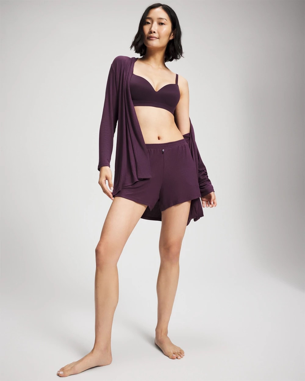 Lightweight Rib Knit Long Sleeve Wrap - PLUM PERFECT | Soma Women