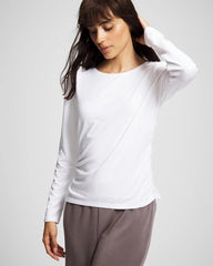 Ruched Long Sleeve Pajama Tee - OPTIC WHITE | Soma Women