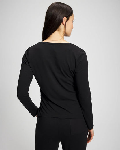 Ruched Long Sleeve Pajama Tee - BLACK | Soma Women