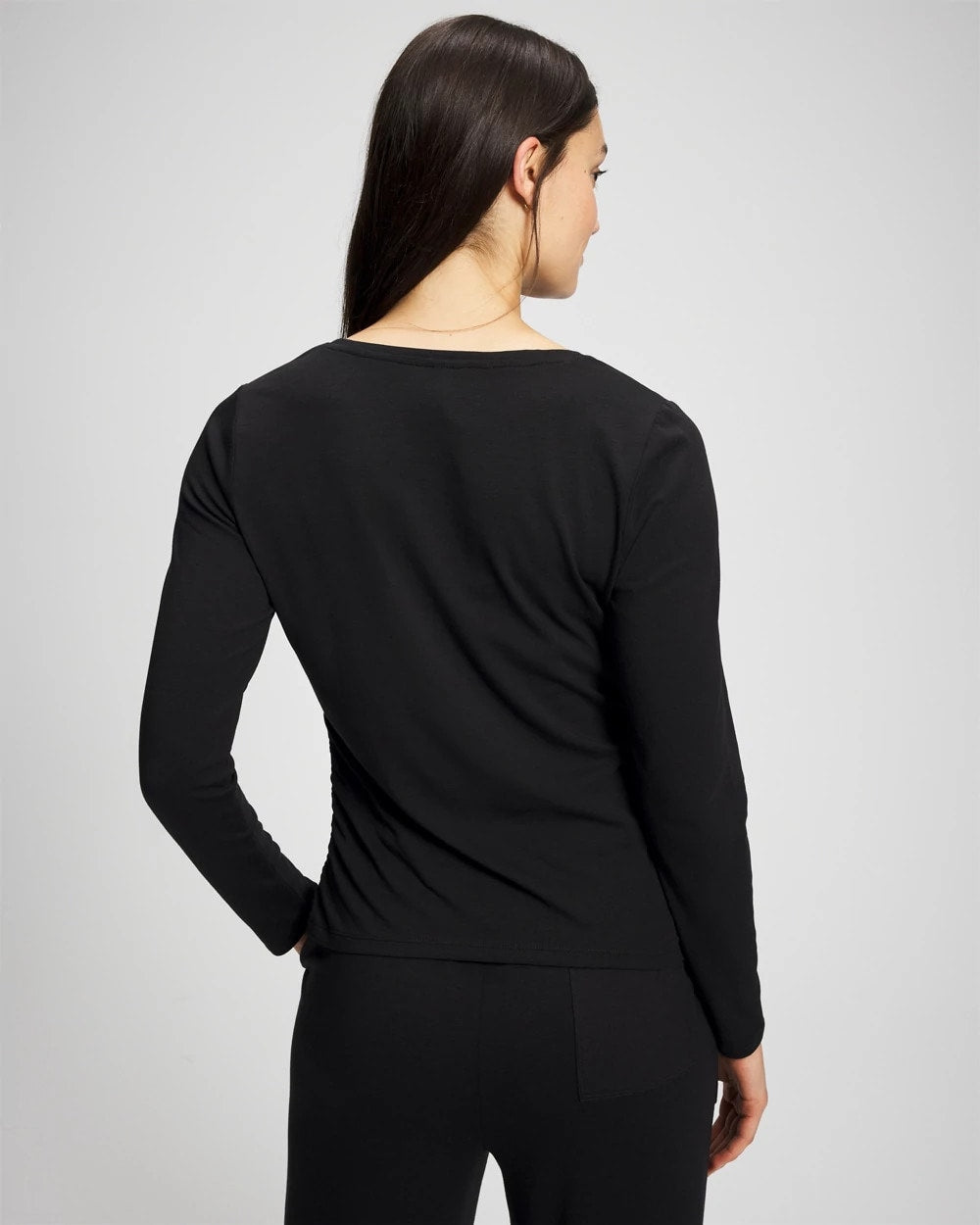 Ruched Long Sleeve Pajama Tee - BLACK | Soma Women