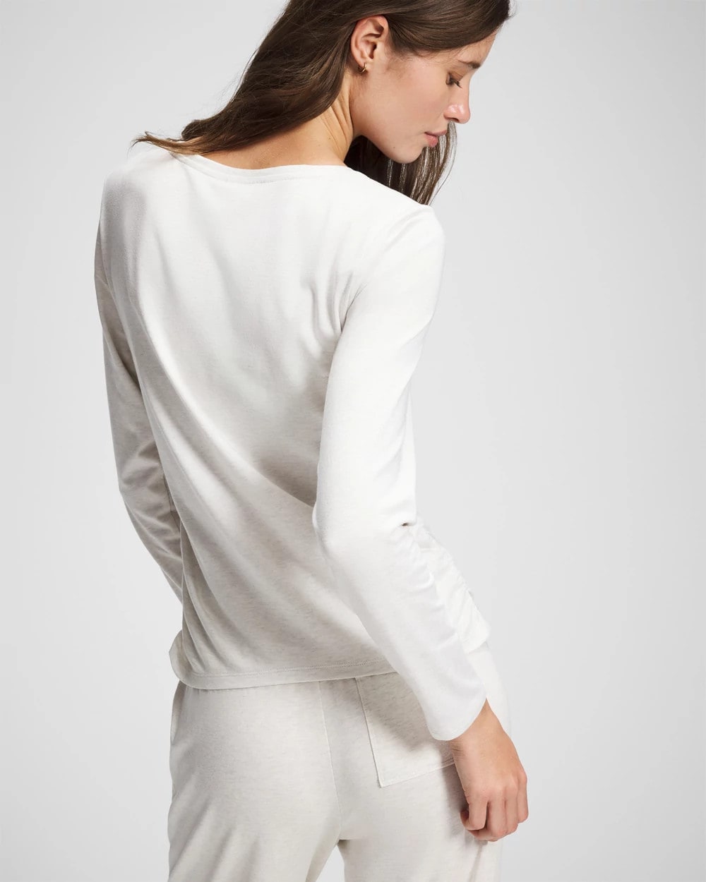Ruched Long Sleeve Pajama Tee - HEATHER CRYSTAL | Soma Women
