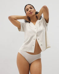Button-Front Pajama Tee - HEATHER CRYSTAL | Soma Women