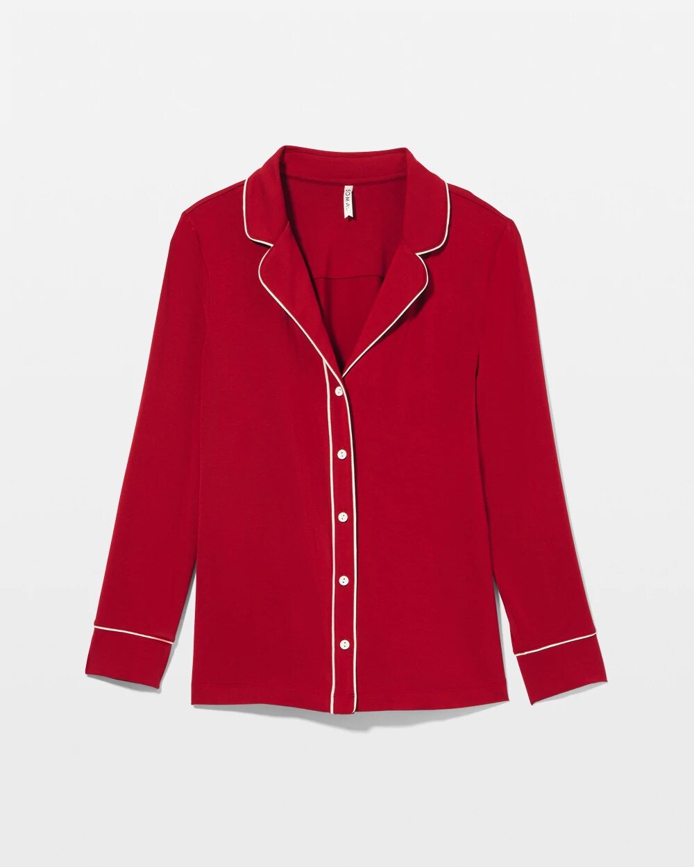 Long-Sleeve Notch Collar Pajama Top - PAINT THE TOWN RED | Soma Women