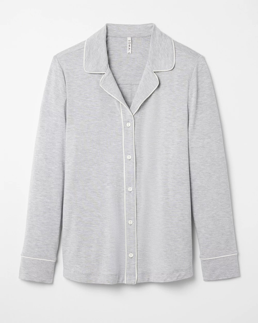 Long-Sleeve Notch Collar Pajama Top - HEATHER OPAL GRAY | Soma Women