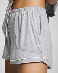 Solid Piped Pajama Shorts - HEATHER OPAL GRAY | Soma Women