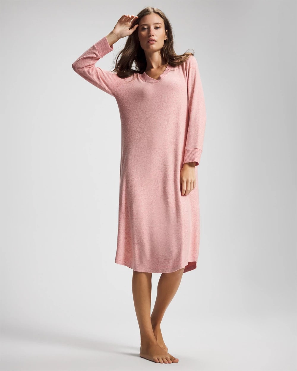 Long Sleeve Midi Sleepshirt - CAMEO PINK/DUSTY ROSE | Soma Women