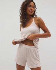Lightweight Rib Knit Pajama Shorts - HEATHER BARELY THERE | Soma Women