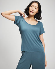 Lightweight Rib Knit Short Sleeve Pajama Tee - TAPESTRY | Soma Women