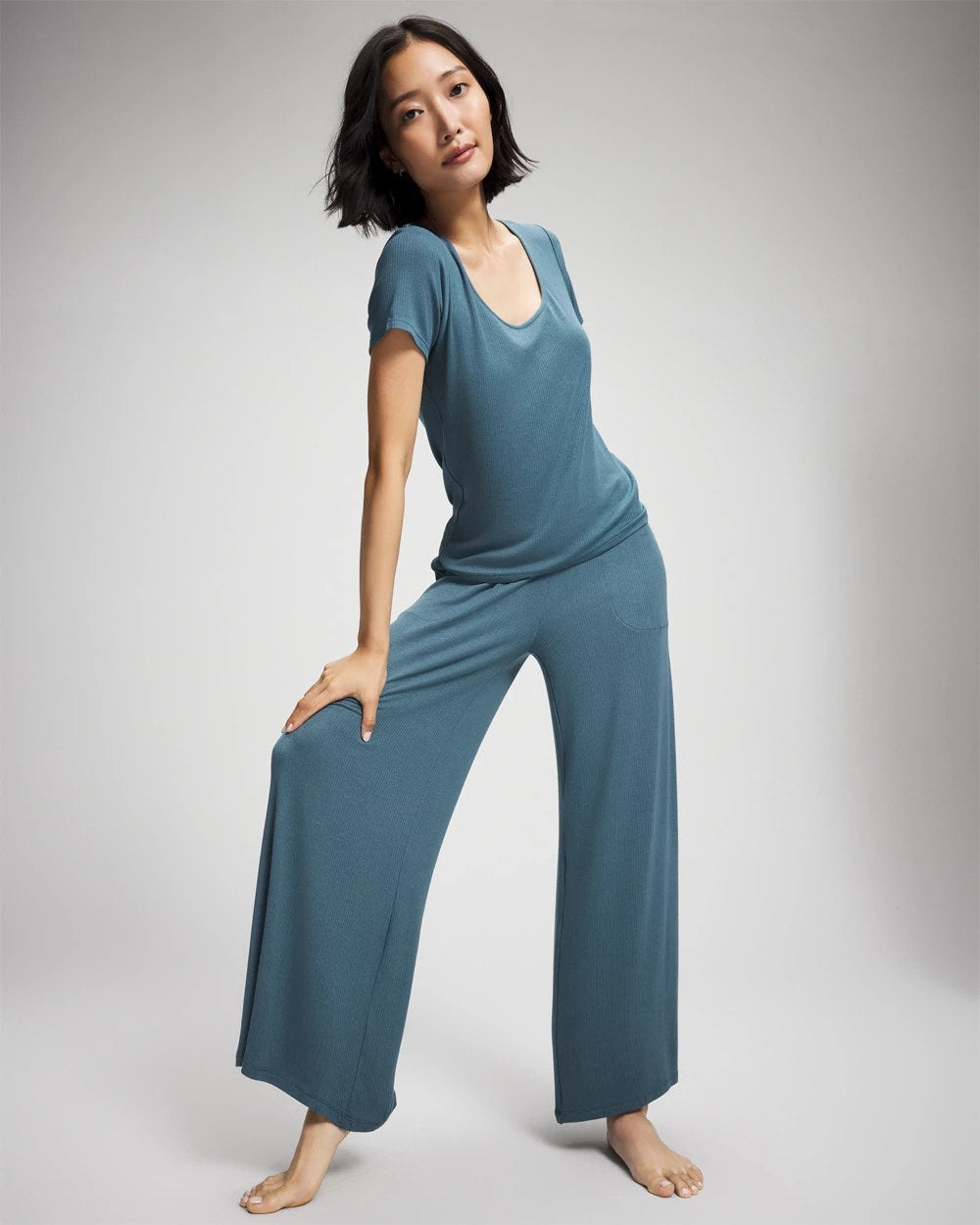 Lightweight Rib Knit Short Sleeve Pajama Tee - TAPESTRY | Soma Women