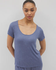 Lightweight Rib Knit Short Sleeve Pajama Tee - HEATHER DUSK | Soma Women