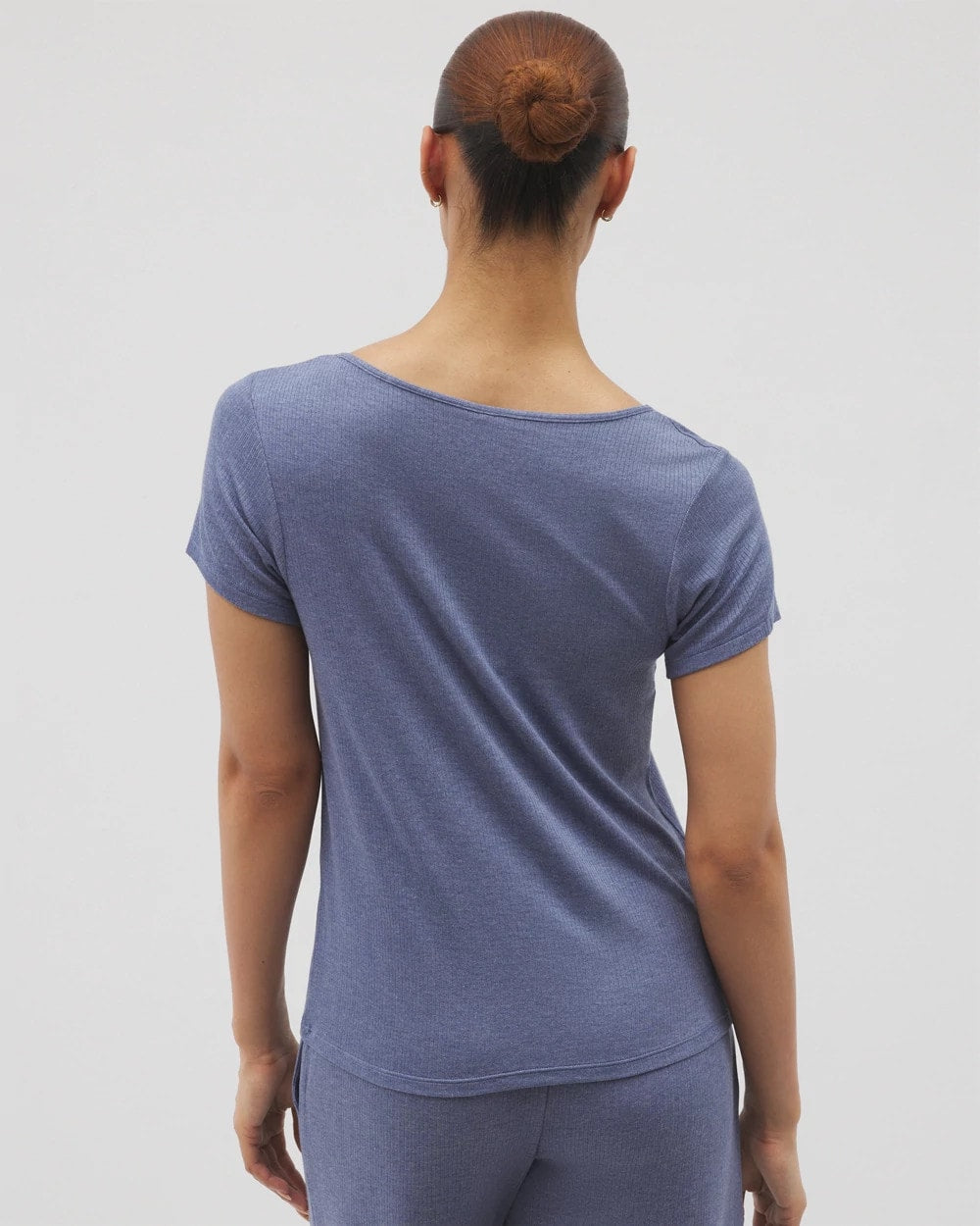 Lightweight Rib Knit Short Sleeve Pajama Tee - HEATHER DUSK | Soma Women