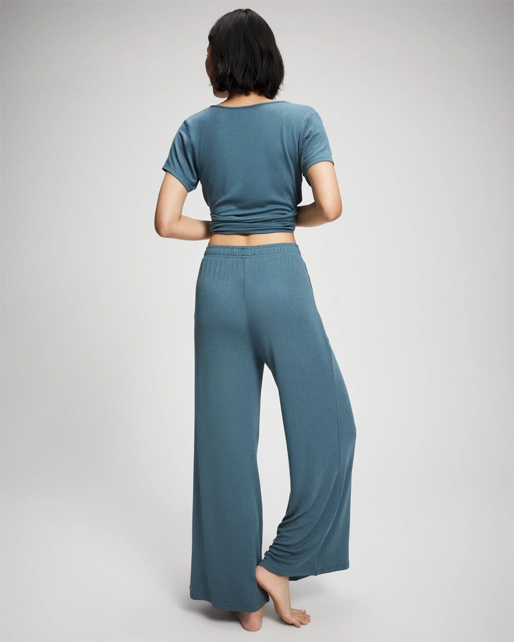 Lightweight Rib Knit Wide Leg Pajama Pants - TAPESTRY | Soma Women
