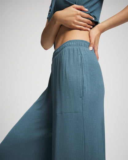 Lightweight Rib Knit Wide Leg Pajama Pants - TAPESTRY | Soma Women