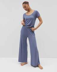 Lightweight Rib Knit Wide Leg Pajama Pants - HEATHER DUSK | Soma Women