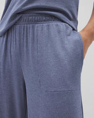 Lightweight Rib Knit Wide Leg Pajama Pants - HEATHER DUSK | Soma Women