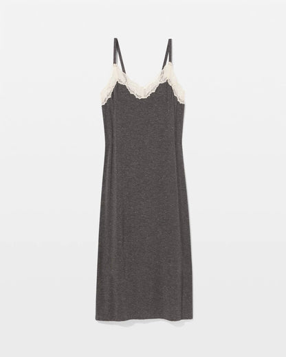 Lace Trim Chemise - CHARCOAL HEATHER W/ SHINE | Soma Women