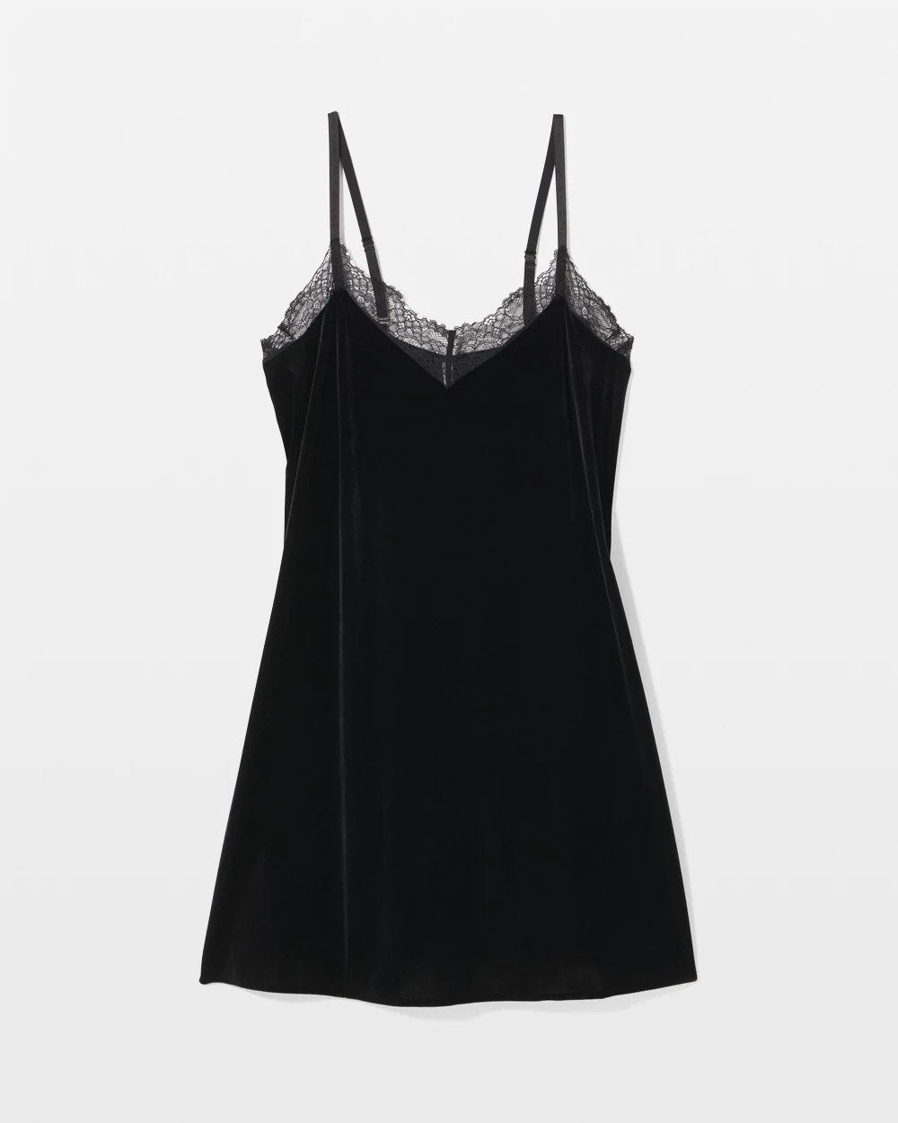 Velvet Lace Trim Chemise - BLACK | Soma Women