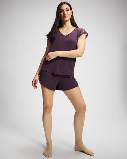 Short Sleeve Lace Pajama Tee - PLUM PERFECT | Soma Women