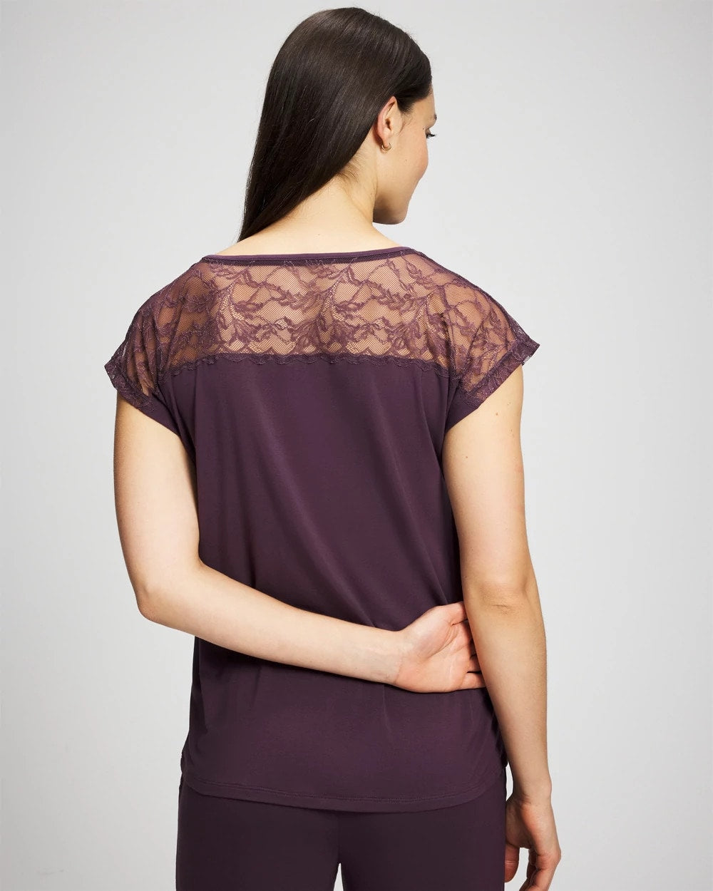 Short Sleeve Lace Pajama Tee - PLUM PERFECT | Soma Women