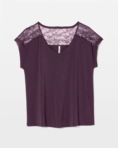 Short Sleeve Lace Pajama Tee - PLUM PERFECT | Soma Women