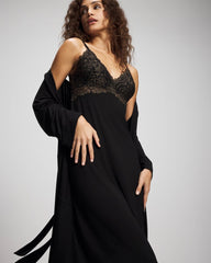 Soft Support Lace Midi Nightgown - BLACK | Soma Women