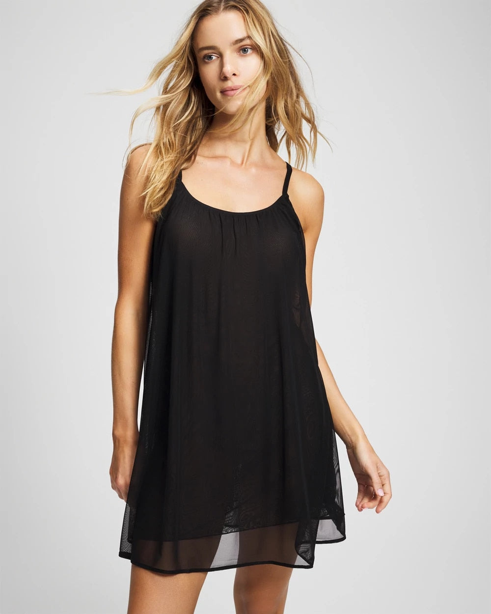 Mesh Ruched Chemise - BLACK | Soma Women