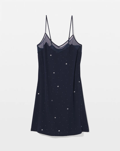 Mesh Trim Chemise - SILVER DEW DROP/NAVY | Soma Women