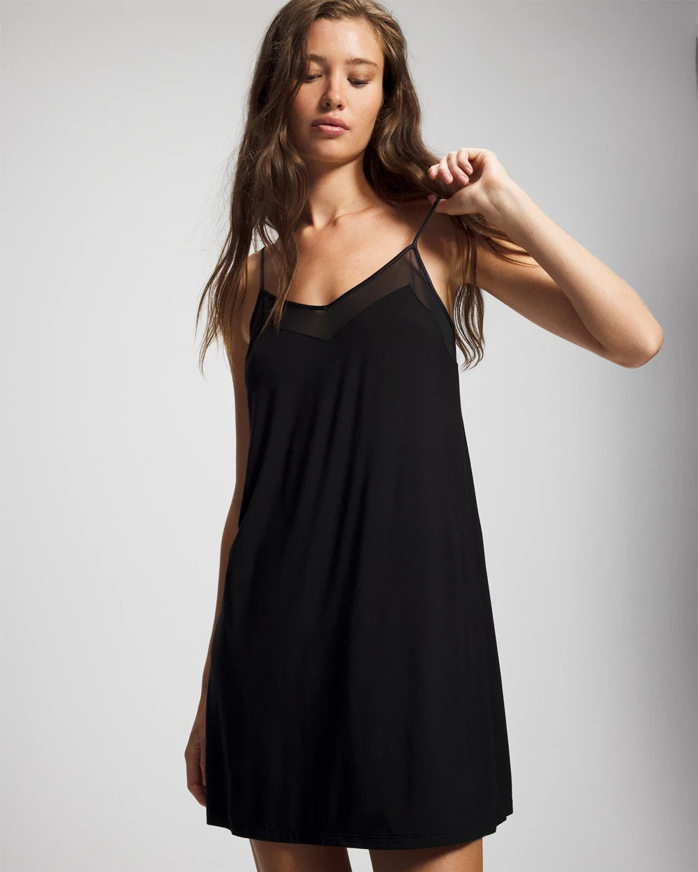 Mesh Trim Chemise - BLACK | Soma Women