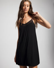 Mesh Trim Chemise - BLACK | Soma Women